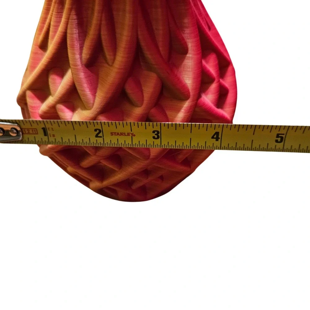 3D Printed Geometric Lattice Vase Red Orange Gradient‎ Decor 9.5 Inch